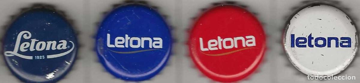 Otras botellas y bebidas antiguas de colecci&oacute;n: 4 chapas leche Letona variadas - Foto 1