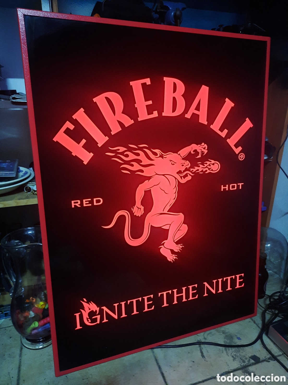 Sammeln andere Flaschen und Getr&auml;nke: Cartel Luminoso Whisky Fireball