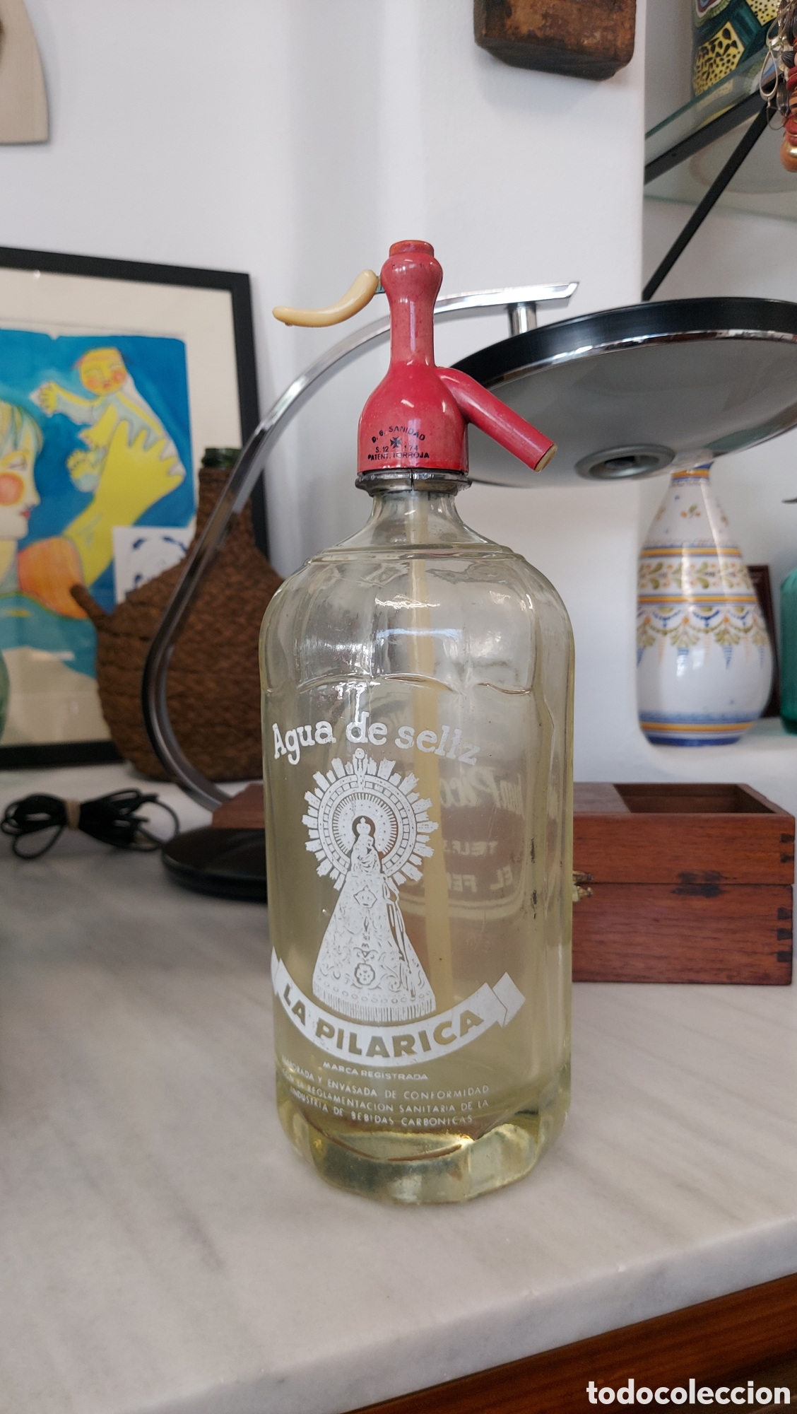 Otras Botellas y Bebidas Antiguas de colecci&oacute;n: Sif&oacute;n antiguo La Pilarica