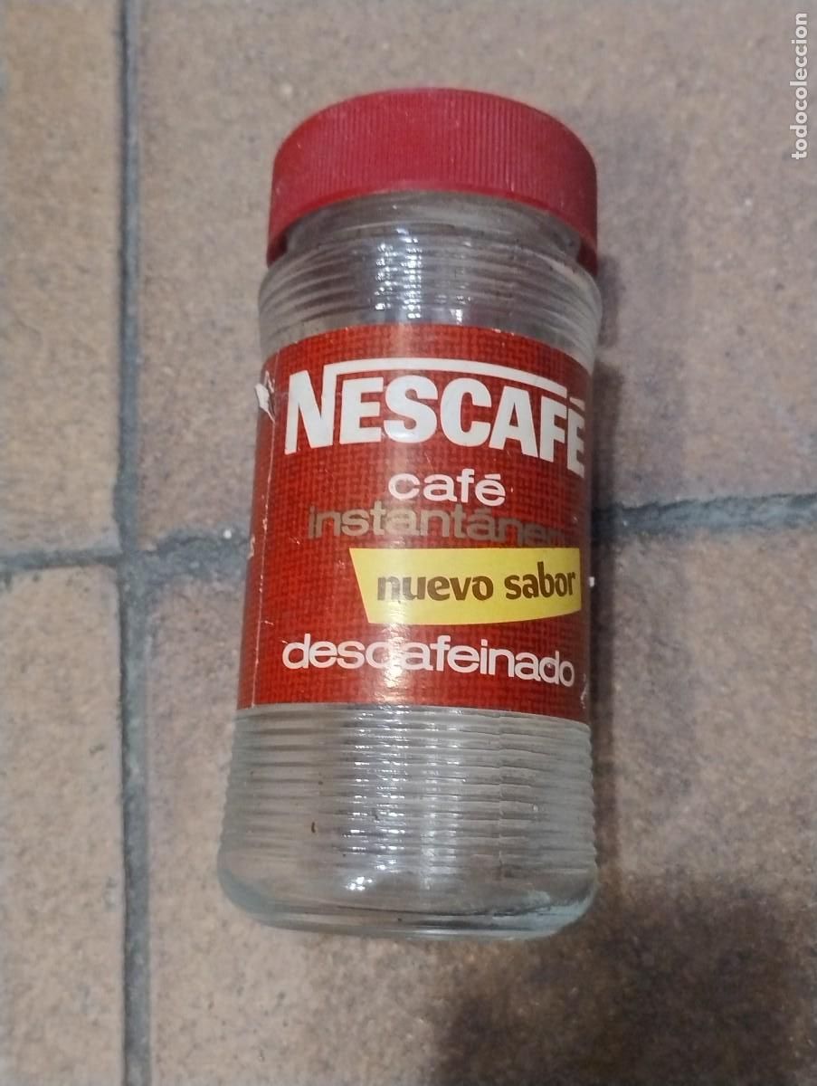 Otras Botellas y Bebidas Antiguas de colecci&oacute;n: ANTIGUO BOTE TARRO DE NESCAFE CAFE DESCAFEINADO, ETIQUETA DE PAPEL NUEVO SABOR.