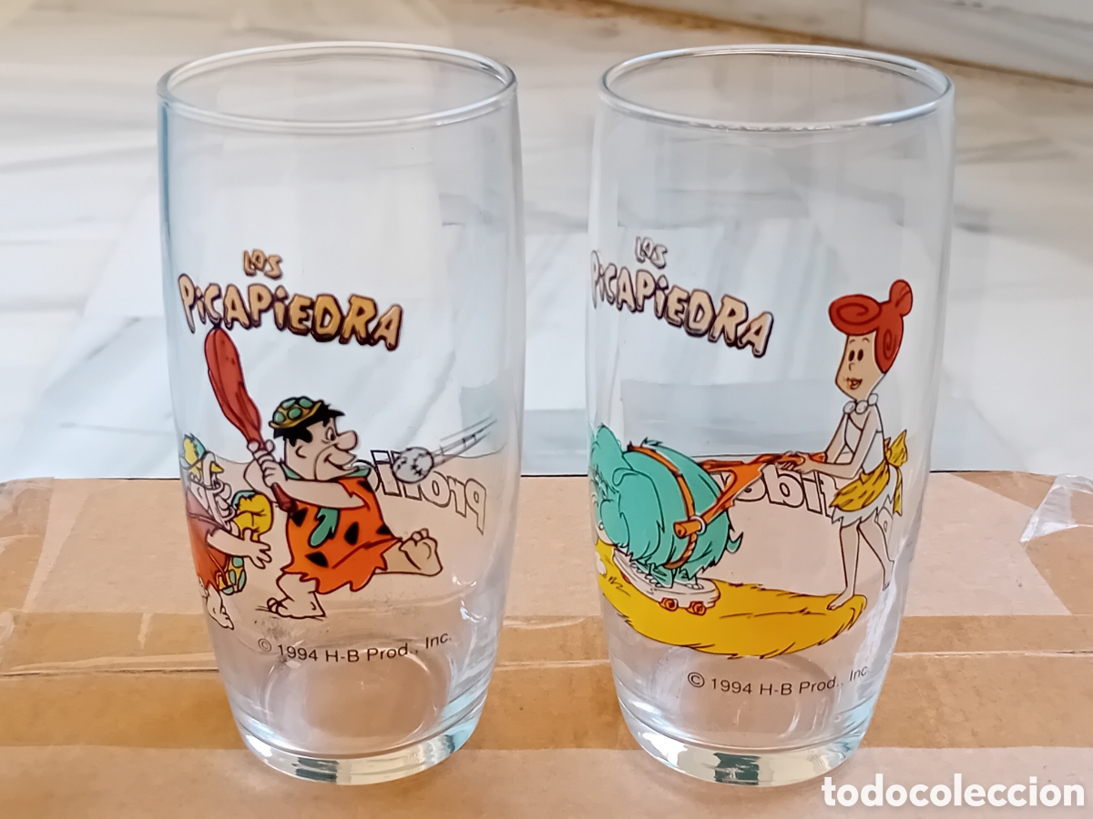 Otras Botellas y Bebidas Antiguas de colecci&oacute;n: LOTE DE DOS VASOS LOS PICAPIEDRA HANNA BARBERA 1994. PROMOCION DE PROFIDEN