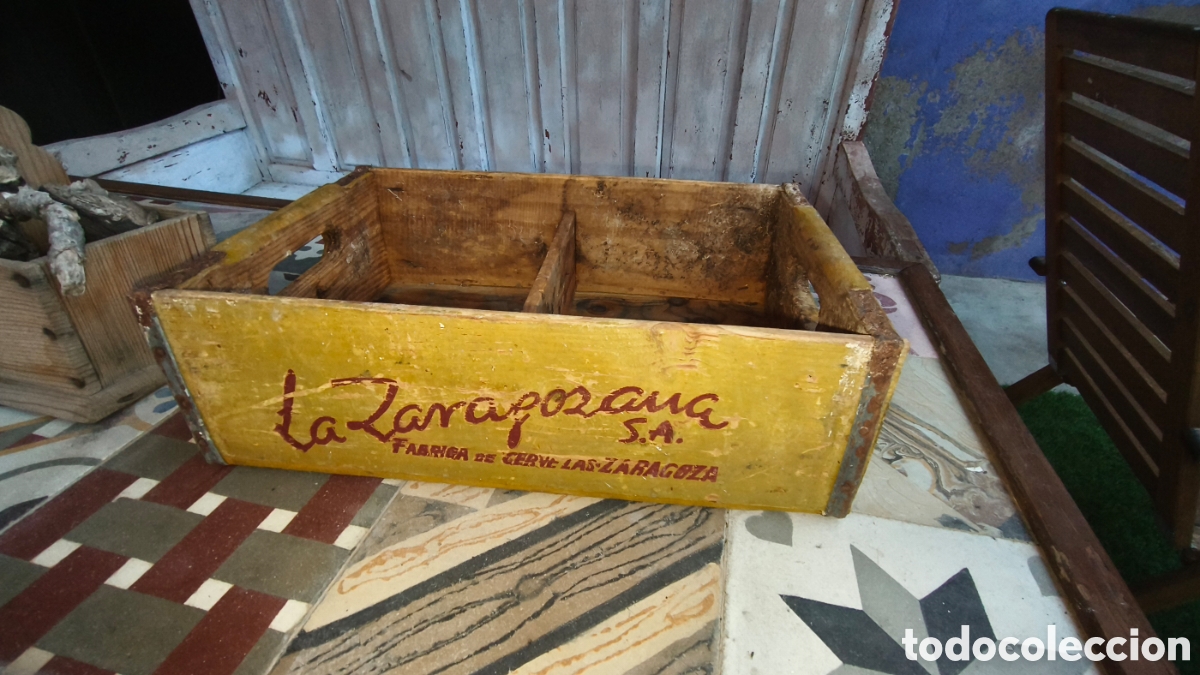 Otras Botellas y Bebidas Antiguas de colecci&oacute;n: Antigua caja de cervezas la Zaragozana &aacute;mbar Zaragoza