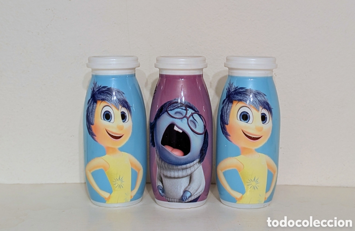 Otras Botellas y Bebidas Antiguas de colecci&oacute;n: Colecci&oacute;n botellas envases Actimel Del Rev&eacute;s. Inside Out. Disney Pixar
