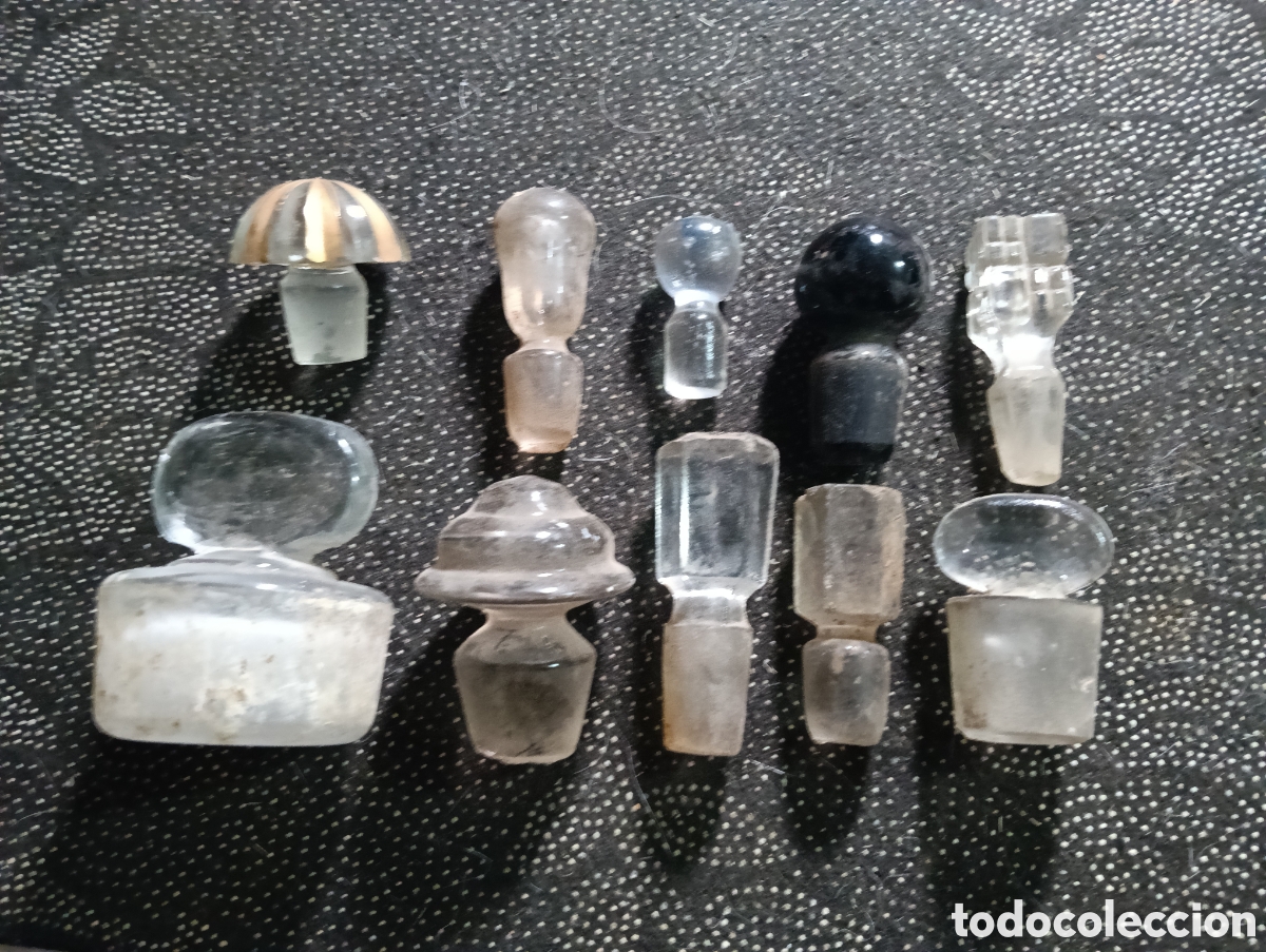Otras Botellas y Bebidas Antiguas de colecci&oacute;n: 1890-1930 Conjunto de 10 tapones de cristal, diferentes tama&ntilde;os
