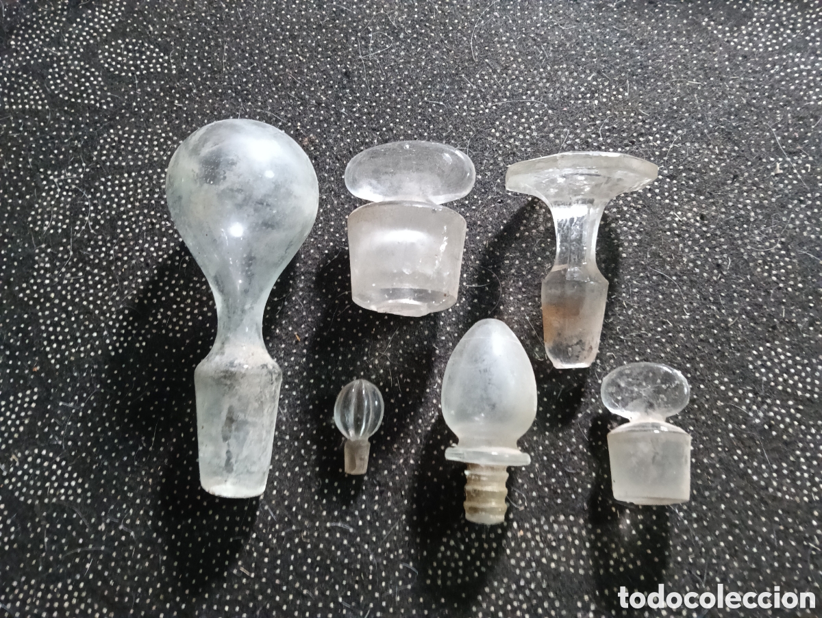 Otras Botellas y Bebidas Antiguas de colecci&oacute;n: 1890-1930 Conjunto de 6 tapones de cristal, diferentes tama&ntilde;os