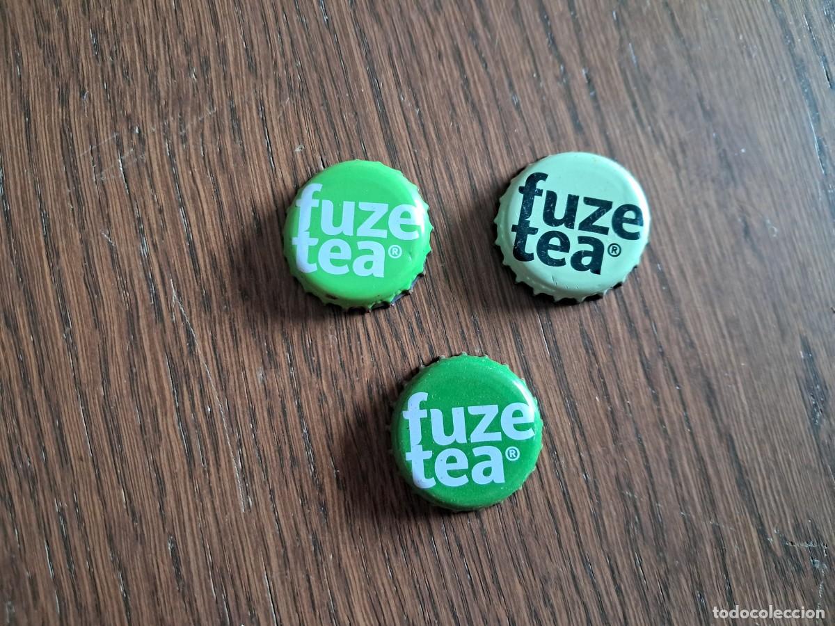 Otras Botellas y Bebidas Antiguas de colecci&oacute;n: lote de 3 chapas tap&oacute;n corona de refresco de te, fuze tea.