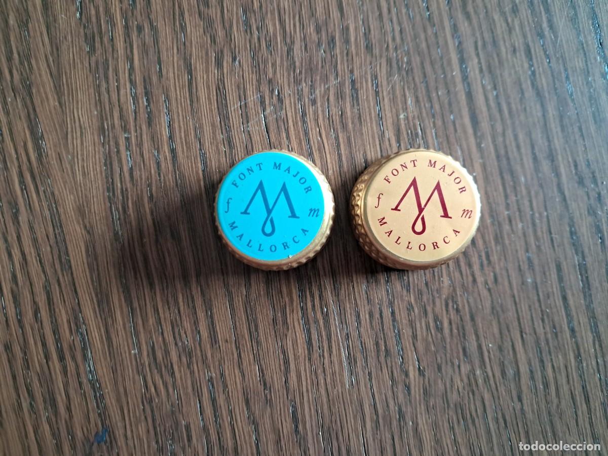 Otras Botellas y Bebidas Antiguas de colecci&oacute;n: lote de 2 chapas tap&oacute;n rosca de agua, Font Major, Mallorca.