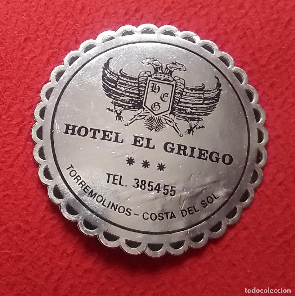 Otras Botellas y Bebidas Antiguas de colecci&oacute;n: ANTIGUO POSAVASOS OLD COASTER MAT HOTEL EL GRIEGO TORREMOLINOS M&Aacute;LAGA COSTA DEL SOL SPAIN ESPAGNE...