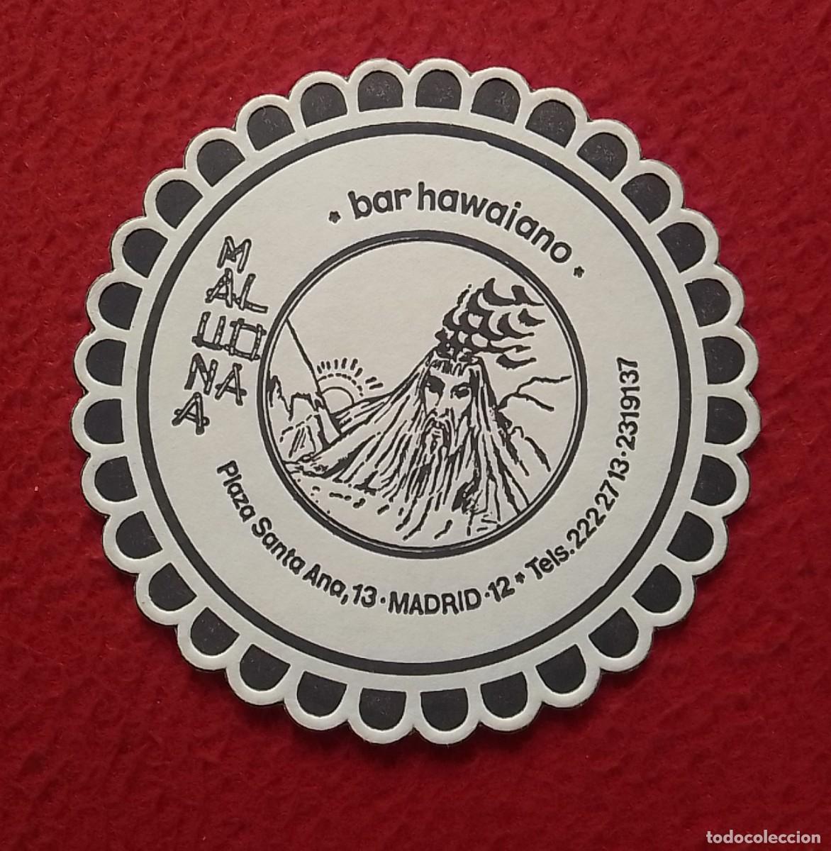 Otras Botellas y Bebidas Antiguas de colecci&oacute;n: ANTIGUO POSAVASOS OLD COASTER MAT MALUONAA BAR HAWAIANO PLAZA SANTA ANA MADRID SPAIN ESPAGNE SPAGNA