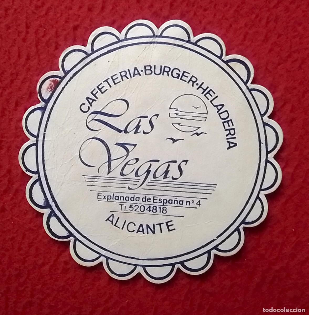Otras Botellas y Bebidas Antiguas de colecci&oacute;n: ANTIGUO POSAVASOS OLD COASTER MAT CAFETER&Iacute;A BURGER HELADER&Iacute;A LAS VEGAS EXPLANADA DE ESPA&Ntilde;A ALICANTE.