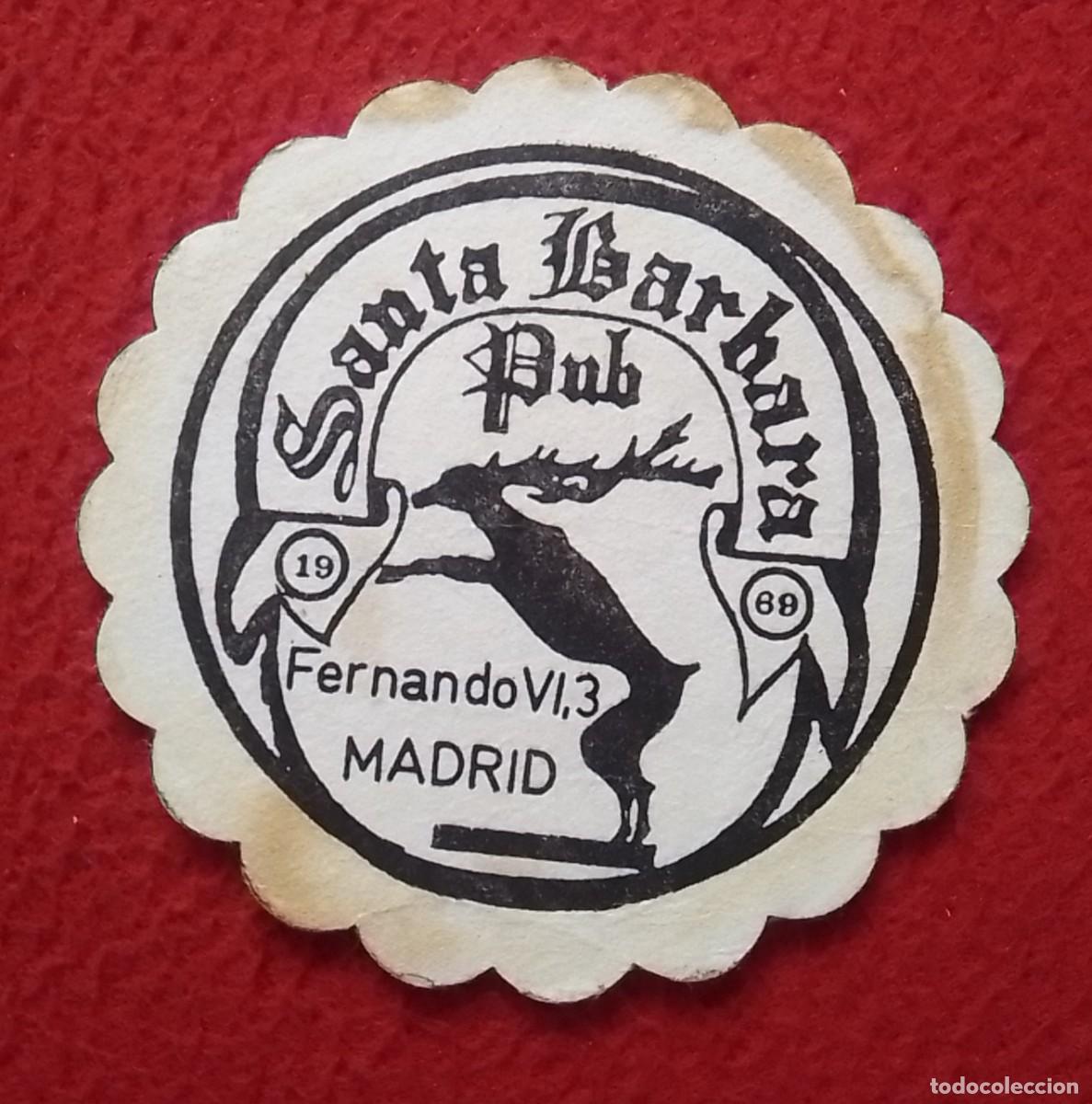 Otras Botellas y Bebidas Antiguas de colecci&oacute;n: ANTIGUO POSAVASOS OLD COASTER MAT PUB SANTA B&Aacute;RBARA CALLE FERNANDO VI MADRID, CIERVO ? DEER ?..SPAIN