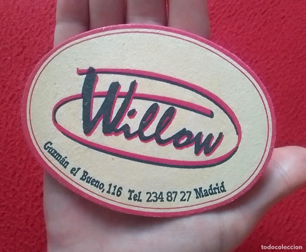 Otras Botellas y Bebidas Antiguas de colecci&oacute;n: ANTIGUO POSAVASOS OLD COASTER MAT WILLOW CALLE GUZM&Aacute;N EL BUENO DE MADRID..PUB ? DISCOTECA ? BAR ?...