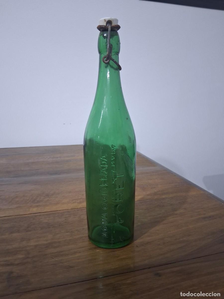 Otras Botellas y Bebidas Antiguas de colecci&oacute;n: Botella de agua oxigenada FORET con tapon muy antiguo de porcelana medicamento medicina