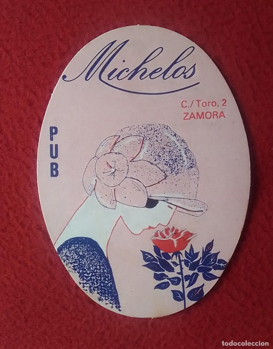 Otras Botellas y Bebidas Antiguas de colecci&oacute;n: ANTIGUO POSAVASOS OLD COASTER MAT PUB MICHELOS CALLE TORO DE ZAMORA, MUJER FLOR ROSA ? VER FOTOS...