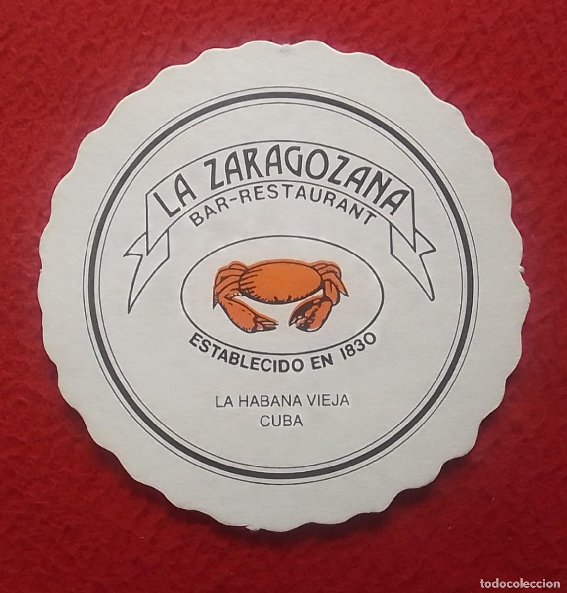 Otras Botellas y Bebidas Antiguas de colecci&oacute;n: ANTIGUO POSAVASOS OLD COASTER MAT LA ZARAGOZANA BAR RESTAURANT ESTABLECIDO EN 1830 HABANA VIEJA CUBA