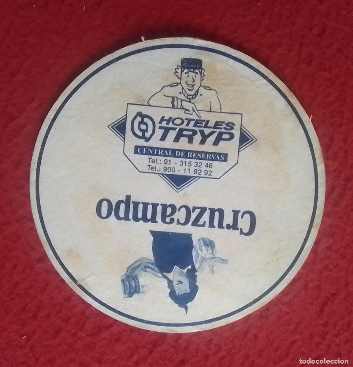 Otras Botellas y Bebidas Antiguas de colecci&oacute;n: ANTIGUO POSAVASOS COASTER MAT HOTELES TRYP CENTRAL DE RESERVAS..CERVEZA CRUZCAMPO..GAMBRINUS..BEER..