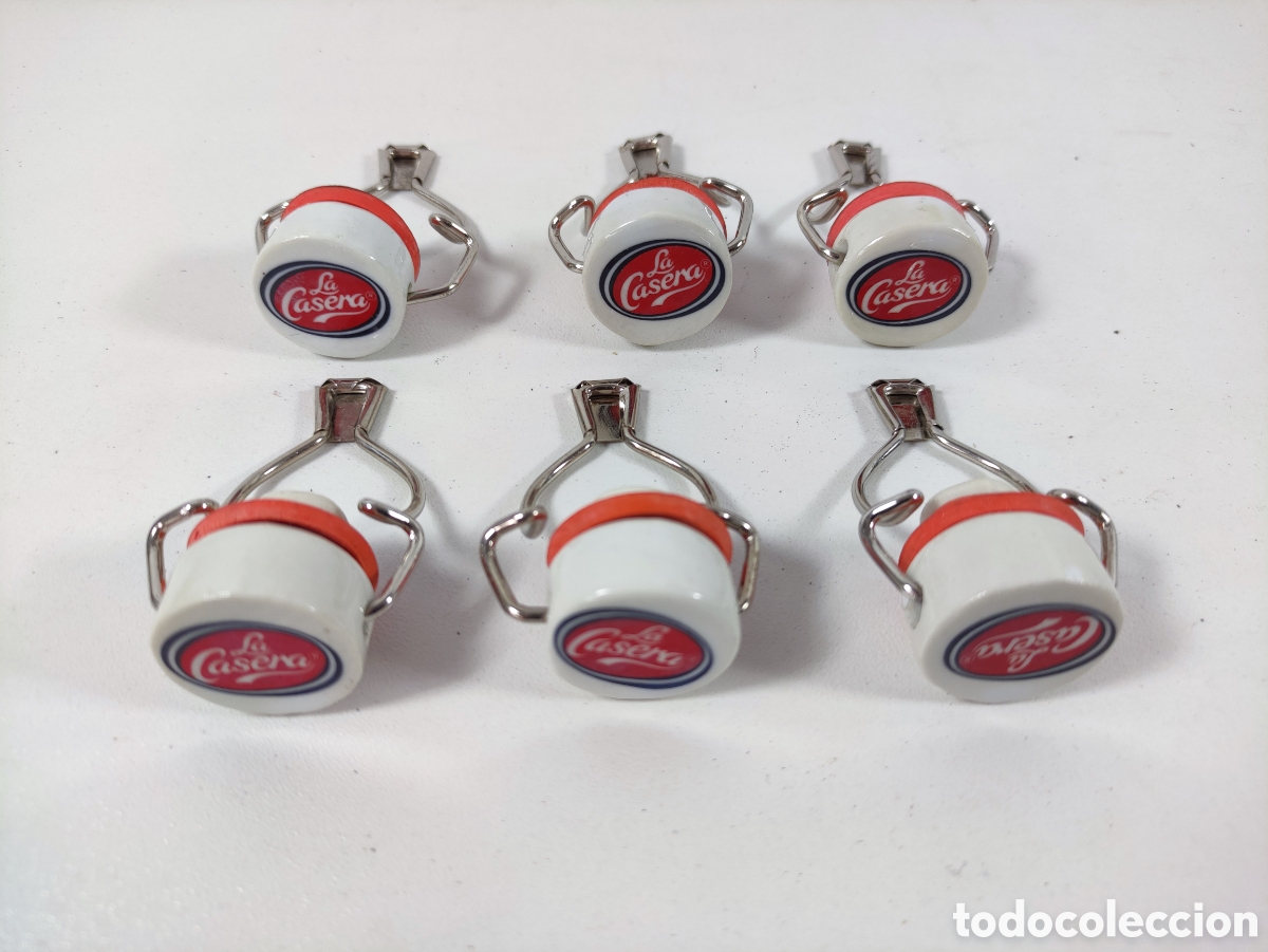 Otras Botellas y Bebidas Antiguas de colecci&oacute;n: Lote 6 tapones de porcelana de gaseosa la Casera nuevos antiguo stock tap&oacute;n tap