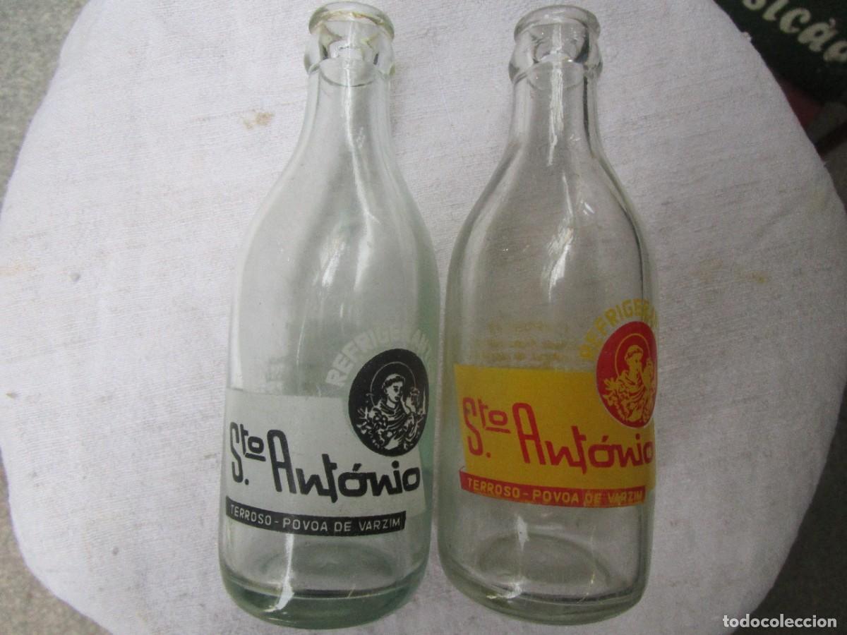 Otras Botellas y Bebidas Antiguas de colecci&oacute;n: 2 BOTELLA SERIGRAFIADAS REFRESCOS SANTO ANTONIO, POVOA DE VARZIM PORTUGAL, 18cm, 2 COLORES.
