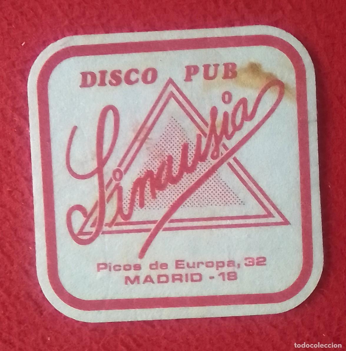 Otras Botellas y Bebidas Antiguas de colecci&oacute;n: ANTIGUO POSAVASOS OLD COASTER MAT DISCO PUB LINAUSIA CALLE PICOS DE EUROPA MADRID..DISCOTECA..SPAIN.