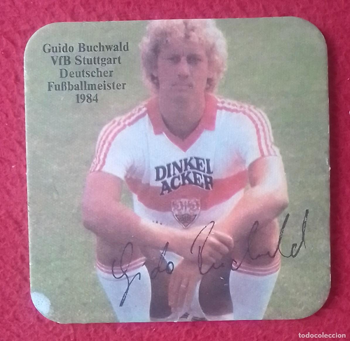 Otras Botellas y Bebidas Antiguas de colecci&oacute;n: POSAVASOS COASTER GUIDO BUCHWALD VFB STUTTGART F&Uacute;TBOL FUSSBALL FOOTBALL ALEMANIA 1984 DINKEL ACKER..