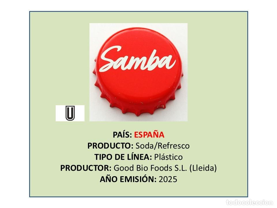 Otras Botellas y Bebidas Antiguas de colecci&oacute;n: TAPON CORONA CAPSULA CHAPA SODA/REFRESCO SAMBA (ESPA&Ntilde;A)