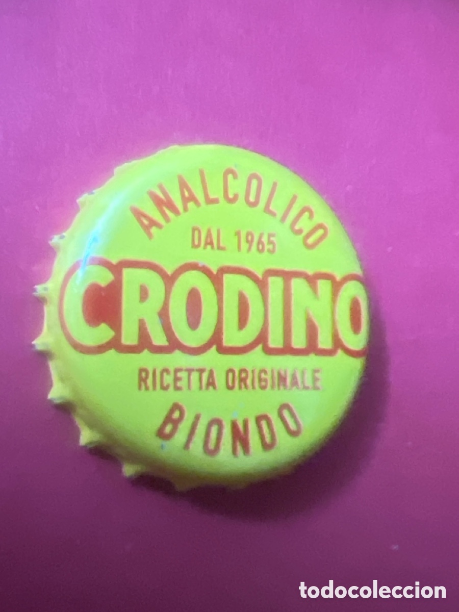 Otras Botellas y Bebidas Antiguas de colecci&oacute;n: T4/X46/F5. CHAPA SODA/ REFRESCO - Crodino Analcolico Dal 1965 Ricetta Originale Biondo