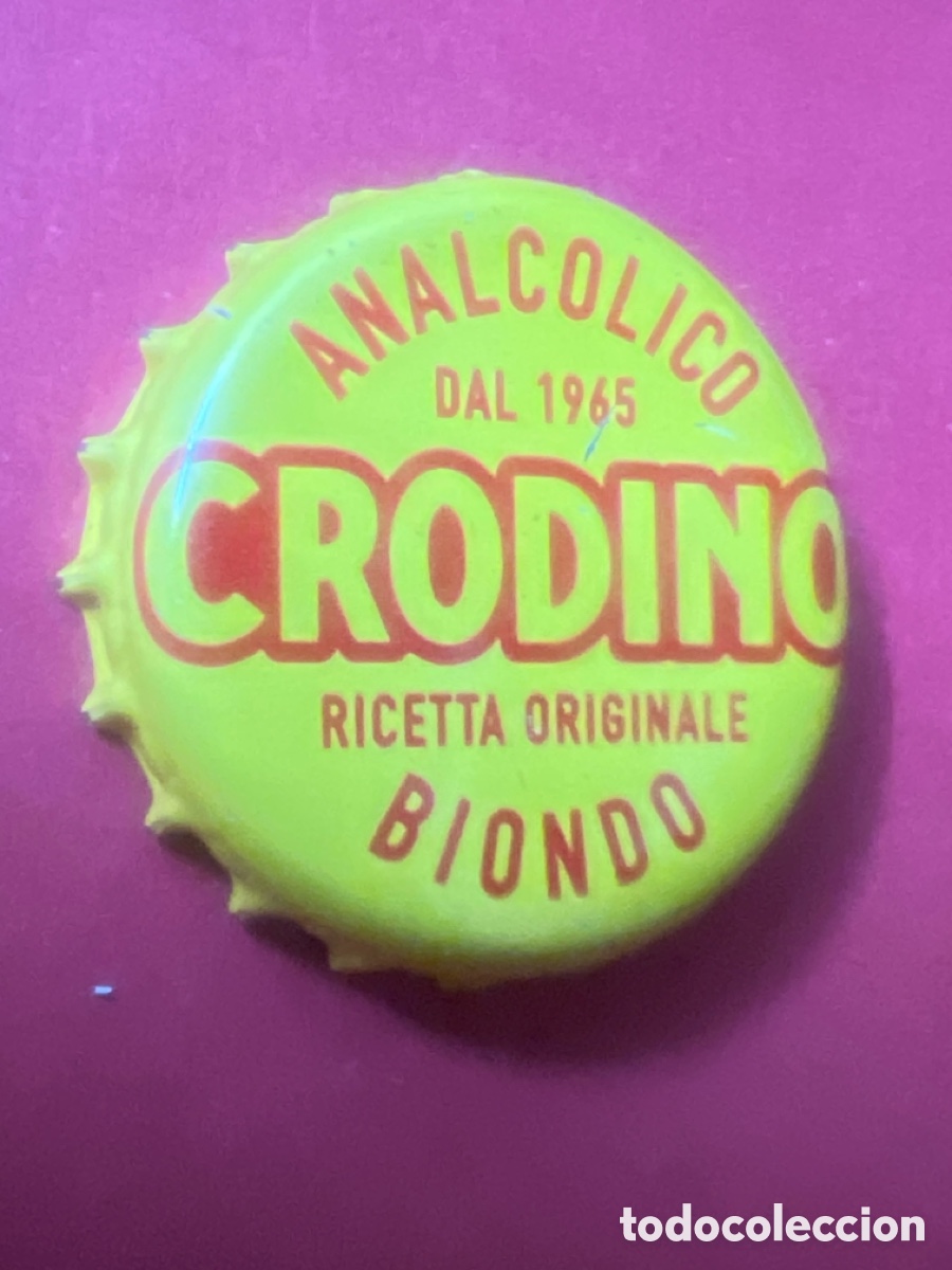 Otras Botellas y Bebidas Antiguas de colecci&oacute;n: T4/X46/H1. CHAPA SODA/ REFRESCO - Crodino Analcolico Dal 1965 Ricetta Originale Biondo