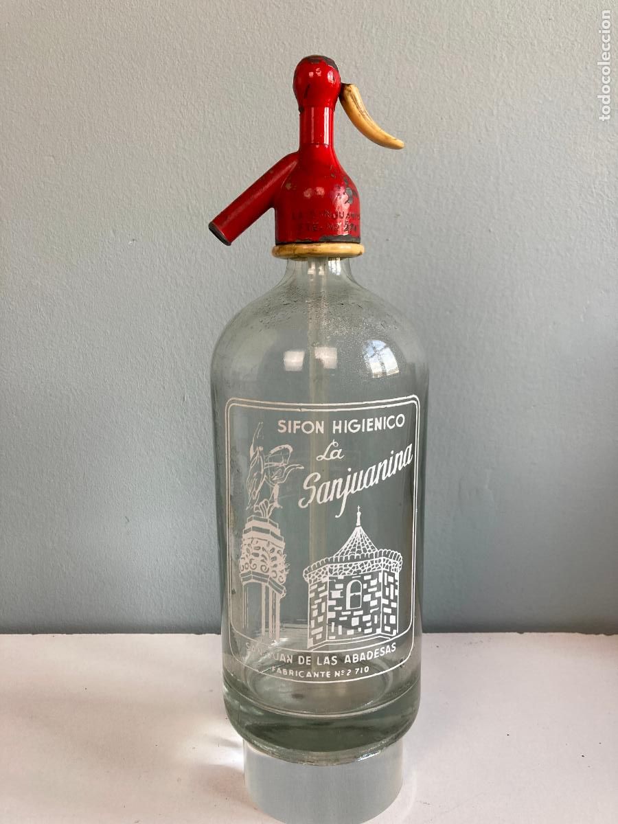 Otras Botellas y Bebidas Antiguas de colecci&oacute;n: SIFON - LA SANJUANINA, SAN JUAN DE LAS ABADESAS - CABEZA DE PLOMO ORIGINAL