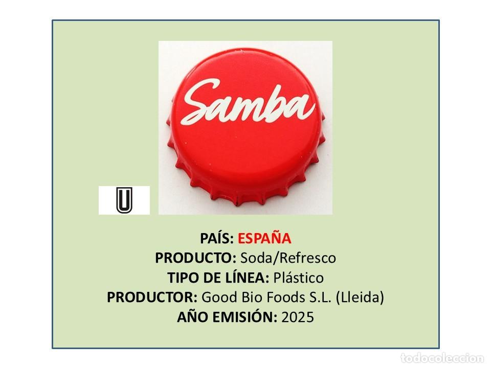 Otras Botellas y Bebidas Antiguas de colecci&oacute;n: TAPON CORONA CAPSULA CHAPA SODA/REFRESCO SAMBA (ESPA&Ntilde;A)
