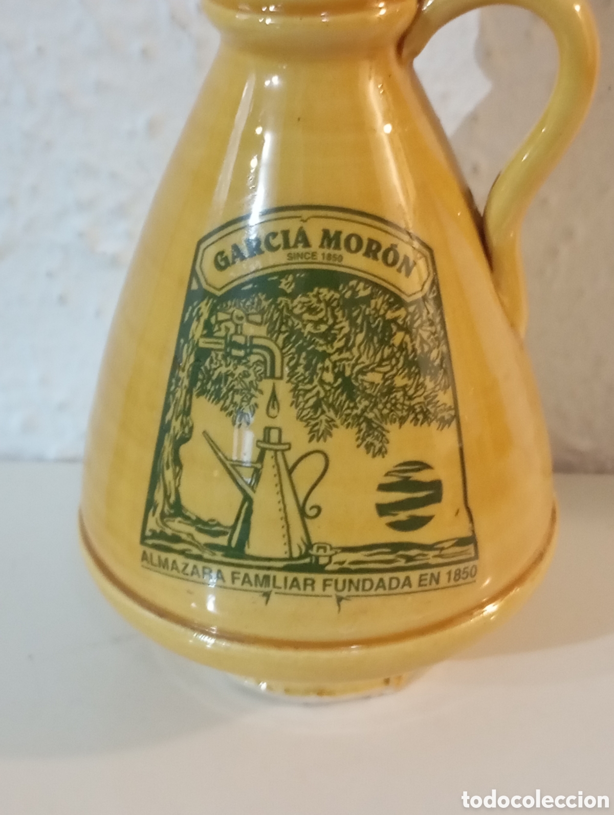 Otras Botellas y Bebidas Antiguas de colecci&oacute;n: Garc&iacute;a Mor&oacute;n Ja&eacute;n Aceitera Cer&aacute;mica Almazara Familiar 15x8cm # vinagrera vintage retro