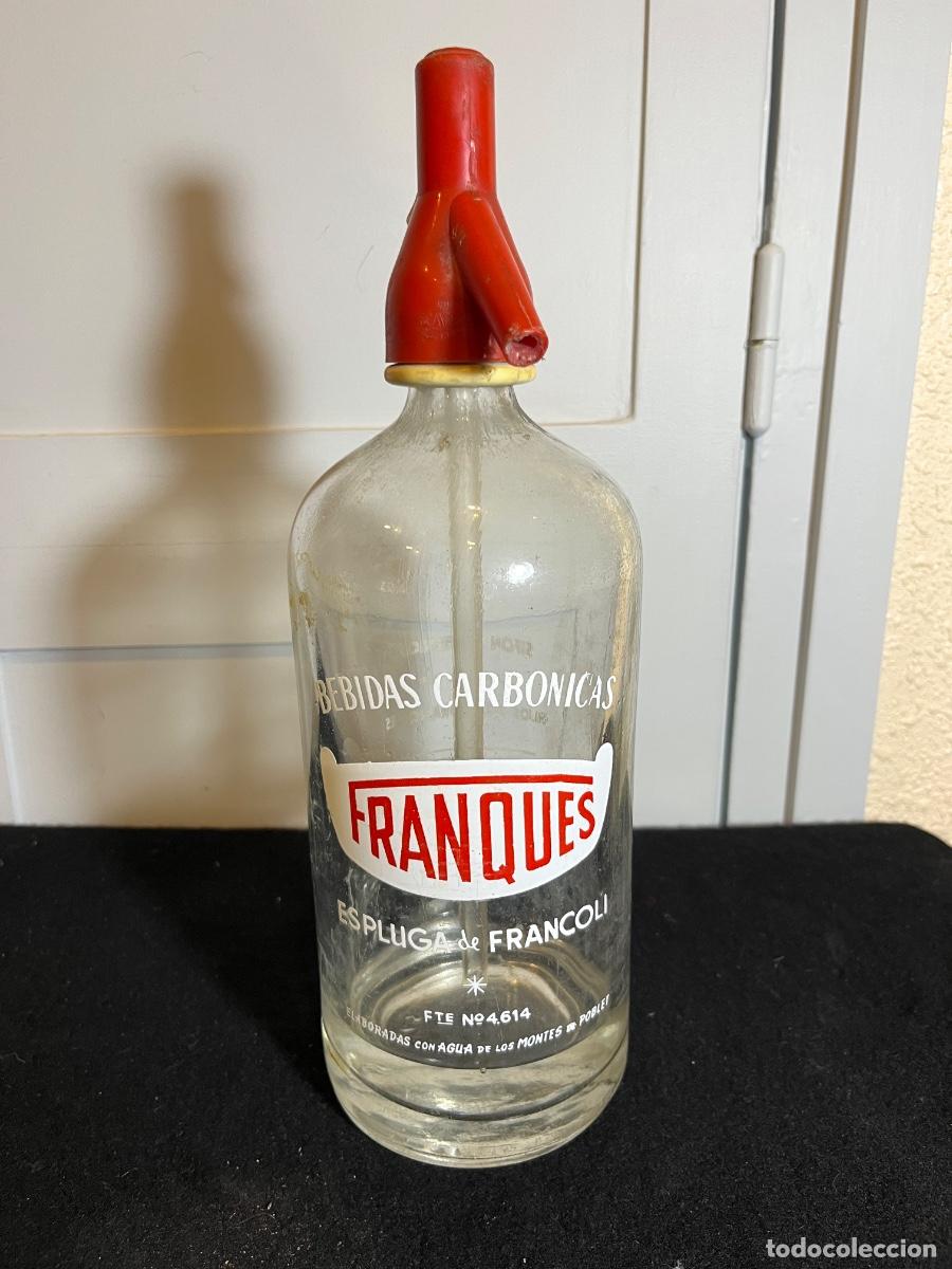 Otras Botellas y Bebidas Antiguas de colecci&oacute;n: Sif&oacute;n antiguo Hijos de R Franqu&egrave;s L'Espluga de Francol&iacute; Tarragona cristal vintage a&ntilde;os 50 60