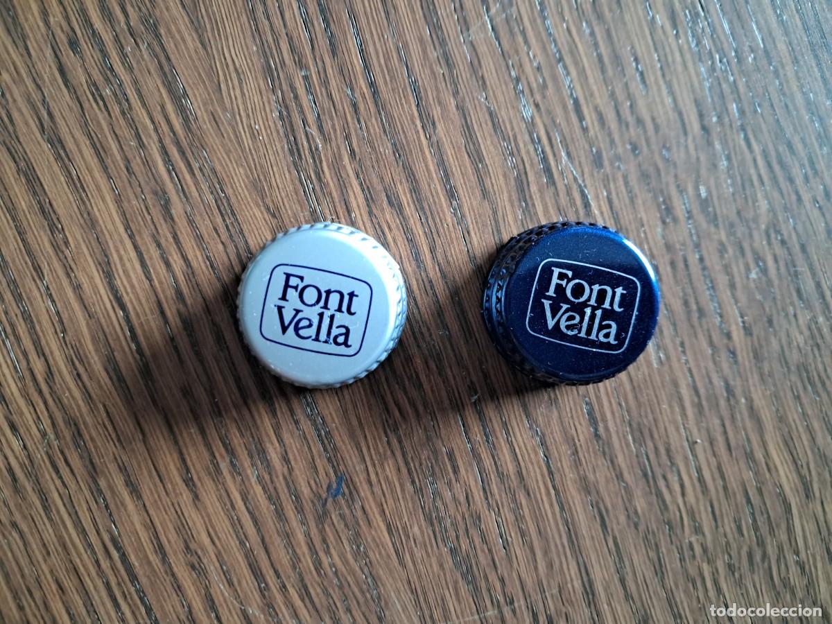 Otras Botellas y Bebidas Antiguas de colecci&oacute;n: lote de 2 chapas tap&oacute;n rosca de agua, font vella.