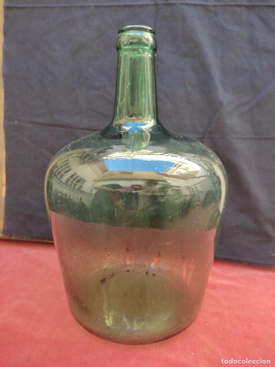 Otras Botellas y Bebidas Antiguas de colecci&oacute;n: botella garrafa Damajuana de cristal verde soplado - 8 litros