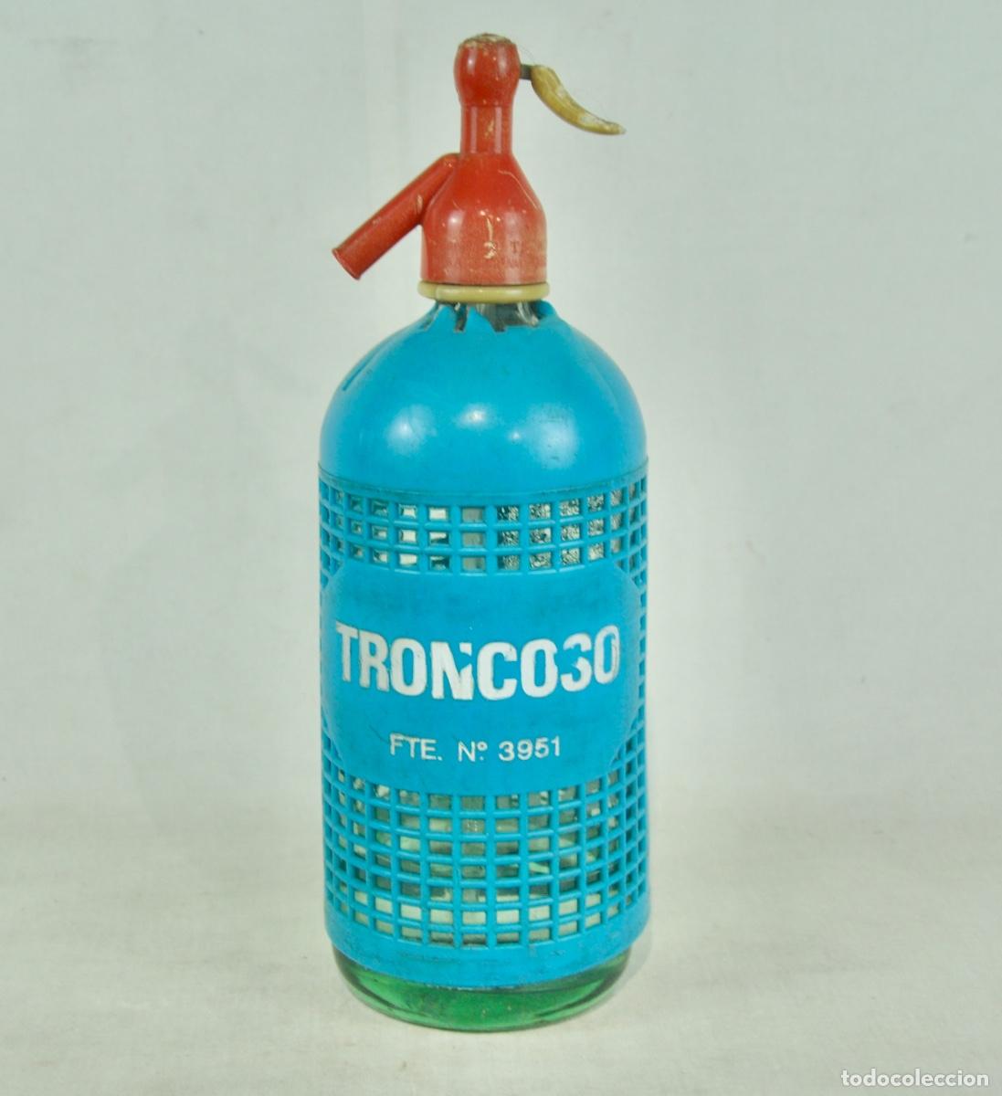 Otras Botellas y Bebidas Antiguas de colecci&oacute;n: Sif&oacute;n Troncoso funda azul