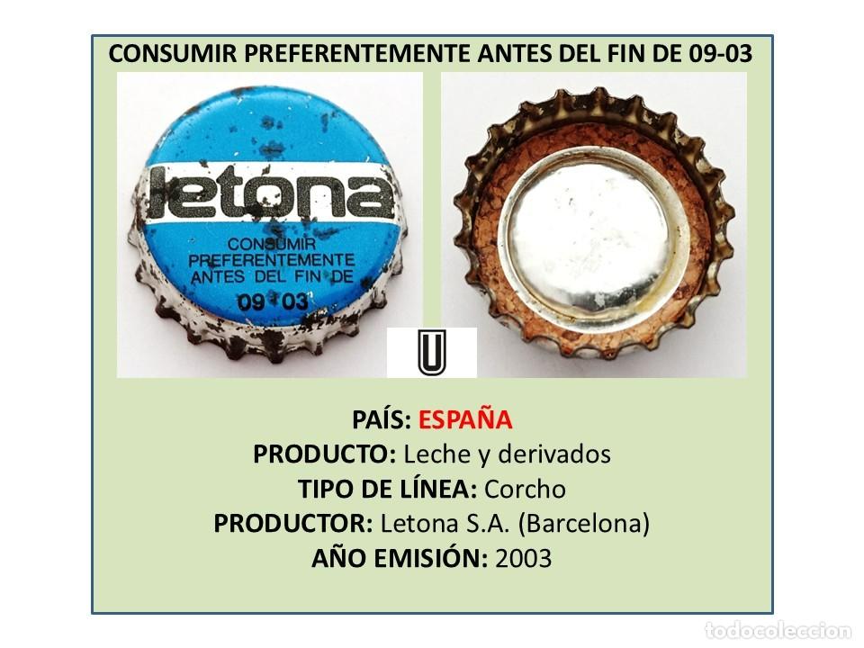 Otras Botellas y Bebidas Antiguas de colecci&oacute;n: TAPON CORONA CAPSULA CHAPA LECHE LETONA (ESPA&Ntilde;A)
