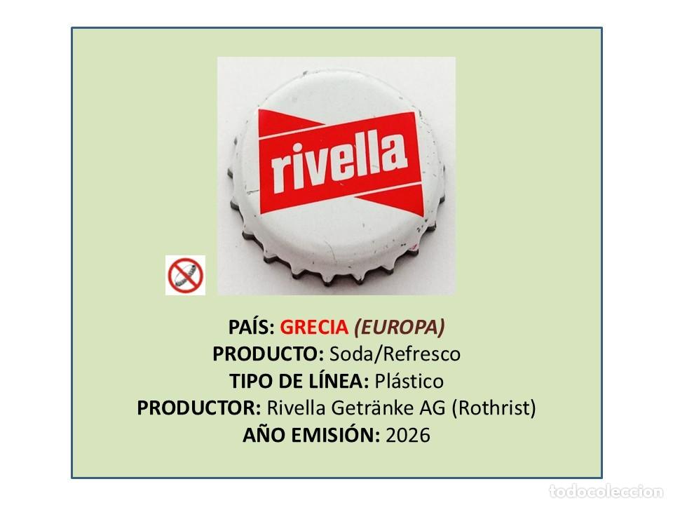 Otras Botellas y Bebidas Antiguas de colecci&oacute;n: TAPON CORONA CAPSULA CHAPA SODA/REFRESCO RIVELLA (SUIZA)