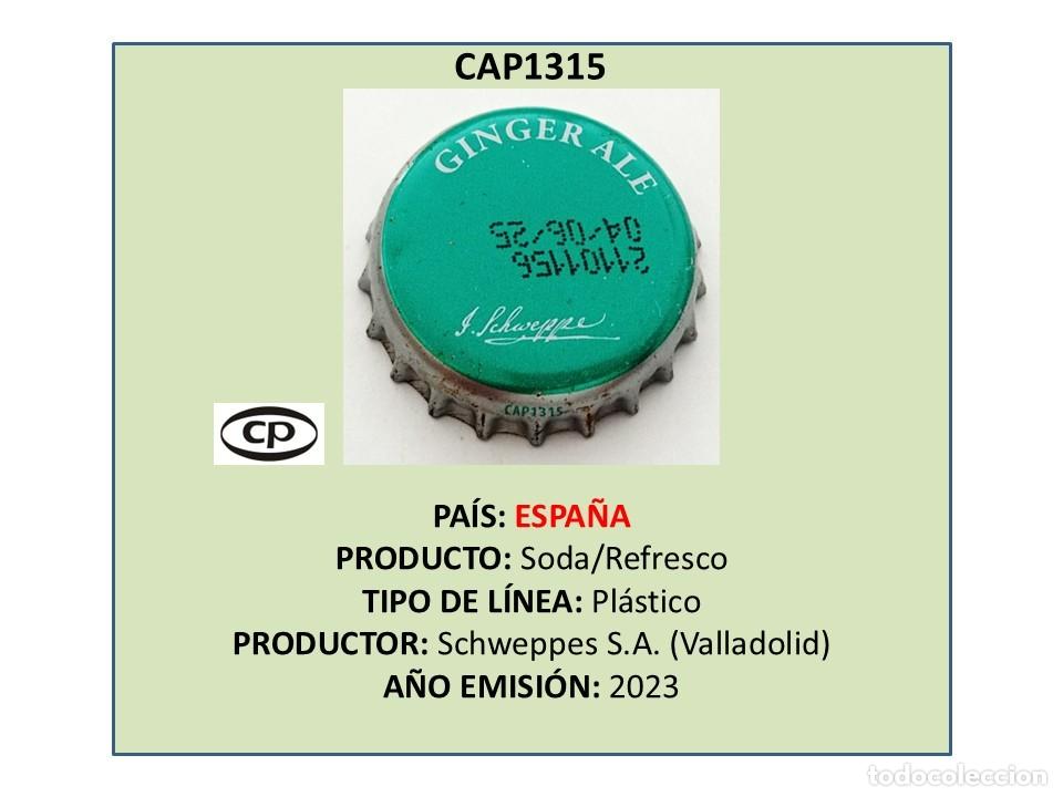 Otras Botellas y Bebidas Antiguas de colecci&oacute;n: TAPON CORONA CAPSULA CHAPA SODA/REFRESCO SCHWEPPES GINGER ALE (ESPA&Ntilde;A)