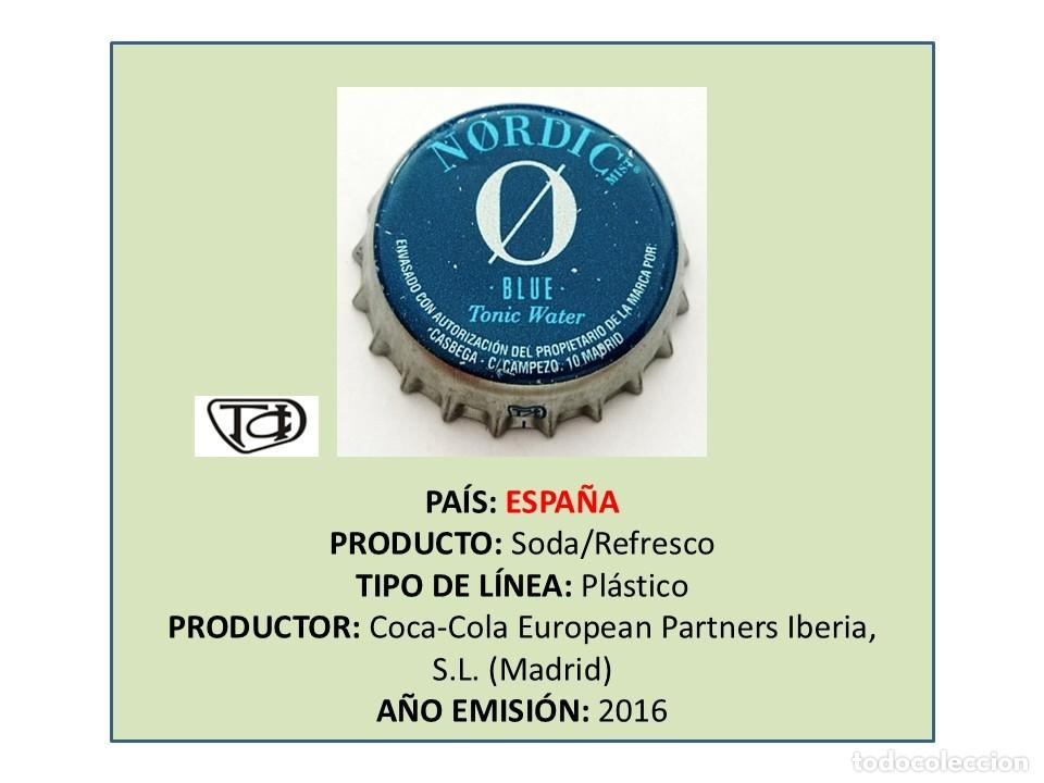 Otras Botellas y Bebidas Antiguas de colecci&oacute;n: TAPON CORONA CAPSULA CHAPA SODA/REFRESCO NORDIC BLUE TONIC WATER (ESPA&Ntilde;A)
