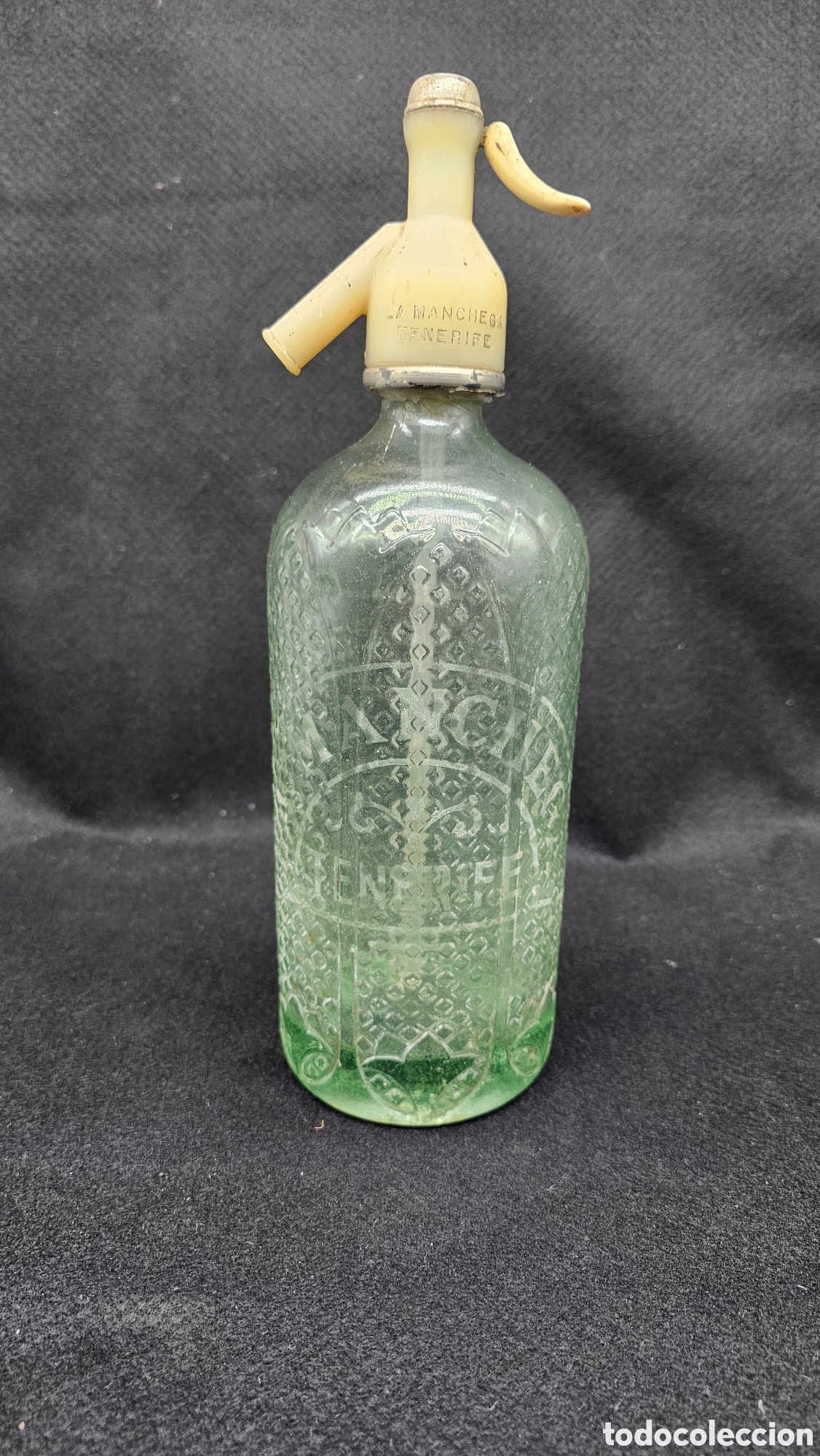 Otras Botellas y Bebidas Antiguas de colecci&oacute;n: Antigua botella de sif&oacute;n LA MANCHEGA ( Tenerife )