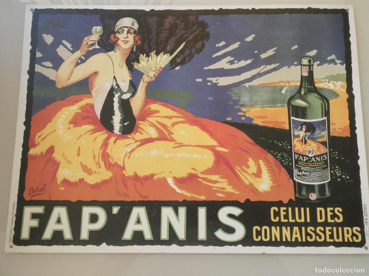 Otras Botellas y Bebidas Antiguas de colecci&oacute;n: CHAPA CARTEL MET&Aacute;LICO PUBLICIDAD RETRO VINTAGE ANISADO FAP ANIS MARSELLA FRANCIA. 42X31CM. 320GR