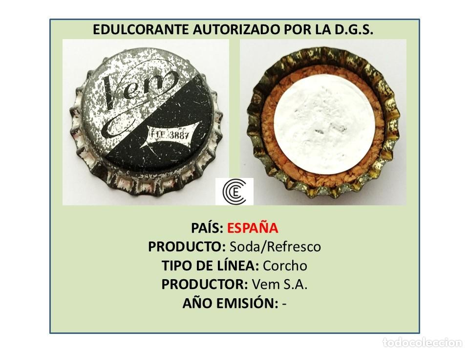 Otras Botellas y Bebidas Antiguas de colecci&oacute;n: TAPON CORONA CAPSULA CHAPA SODA/REFRESCO GASEOSA VEM (ESPA&Ntilde;A)