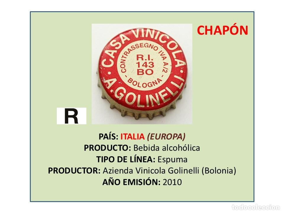Otras Botellas y Bebidas Antiguas de colecci&oacute;n: TAPON CORONA CAPSULA CHAPA &rdquo;CHAP&Oacute;N&rdquo; VINO A. GOLINELLI (ITALIA)