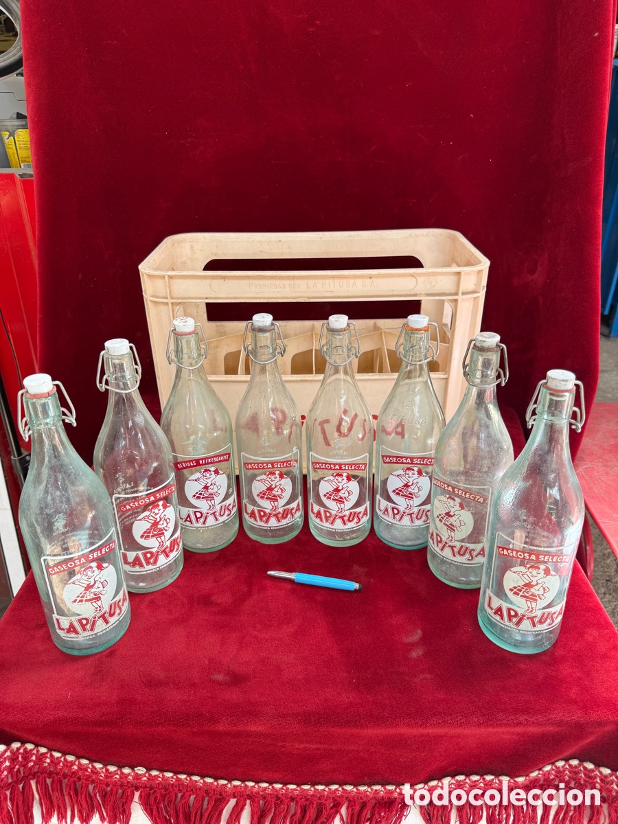 Otras Botellas y Bebidas Antiguas de colecci&oacute;n: Caja con botellas de gaseosa LA PITUSA!