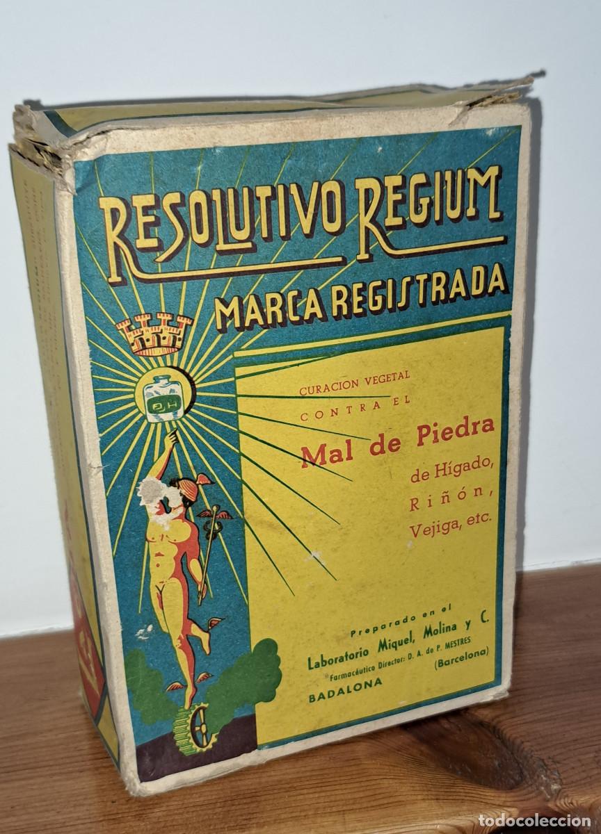 Otras Botellas y Bebidas Antiguas de colecci&oacute;n: RESOLUTIVO REGIUM - MAL DE PIEDRA - CAJA / BOTELLA Y PROSPECTO - BADALONA - A&Ntilde;OS 60