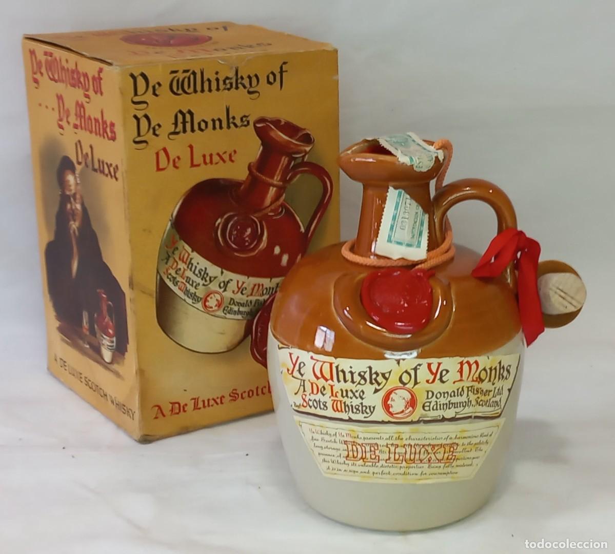 Otras Botellas y Bebidas Antiguas de colecci&oacute;n: CANECO , BOTELLA , JARRA DE CERAMICA DE &acute;&acute;YE WHISKY OF YE MONKS DE LUXE&acute;&acute; - A&Ntilde;OS 70