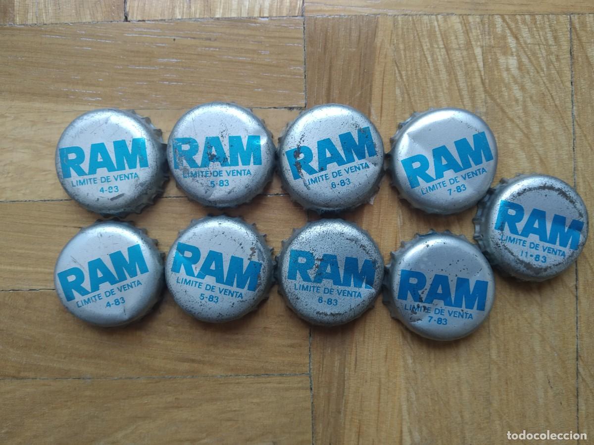 Otras Botellas y Bebidas Antiguas de colecci&oacute;n: LOTE 9 CHAPAS LECHE RAM A&Ntilde;OS 80S DIFERENTES FECHAS VER FOTOS