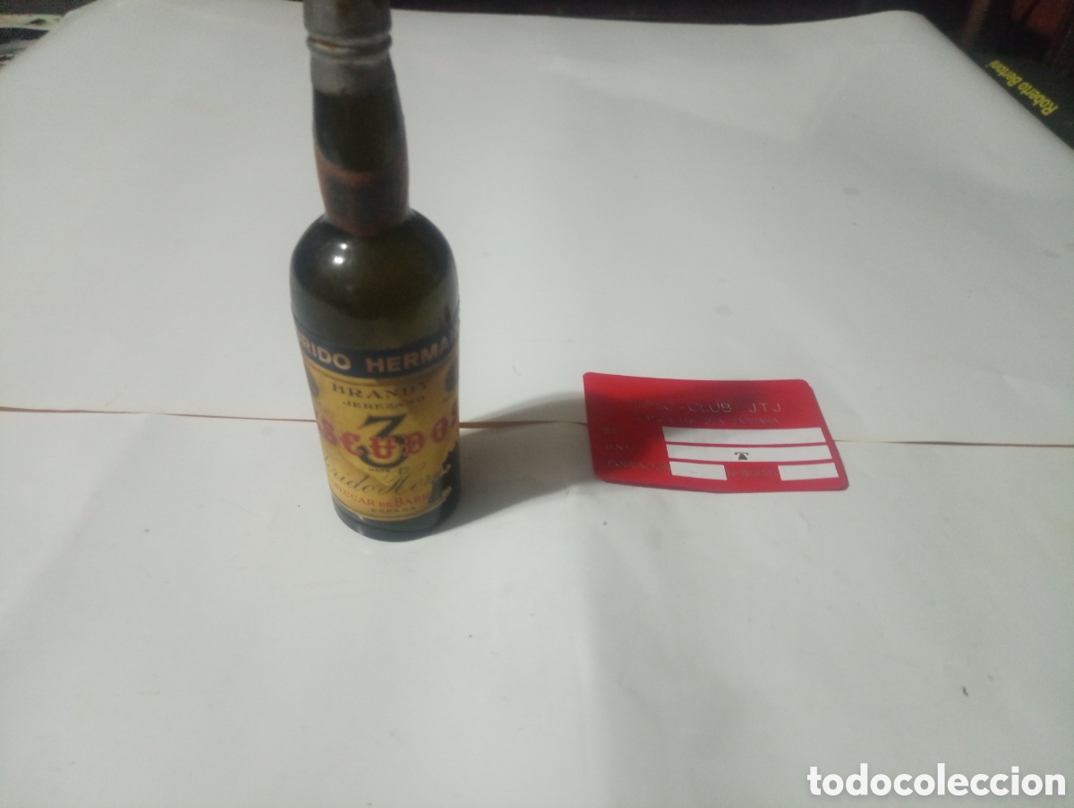 Otras Botellas y Bebidas Antiguas de colecci&oacute;n: Botell&iacute;n brandy jerezano 3 escudos
