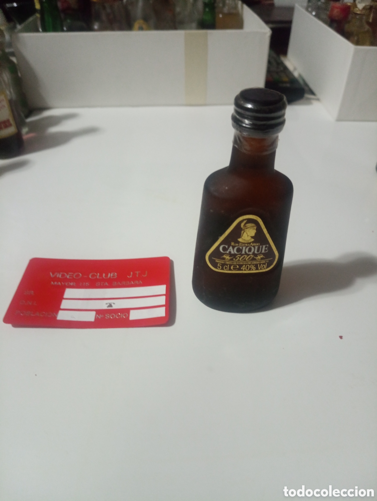 Otras Botellas y Bebidas Antiguas de colecci&oacute;n: Botell&iacute;n ron cacique 500