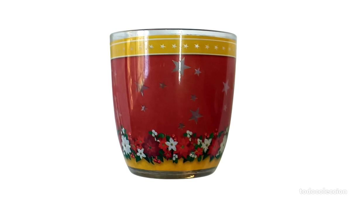 Otras Botellas y Bebidas Antiguas de colecci&oacute;n: VASO NAVIDE&Ntilde;O SERIGRAF&Iacute;ADO - MOTIVO FLORES Y ESTRELLAS - VINTAGE A&Ntilde;OS 1980-2000