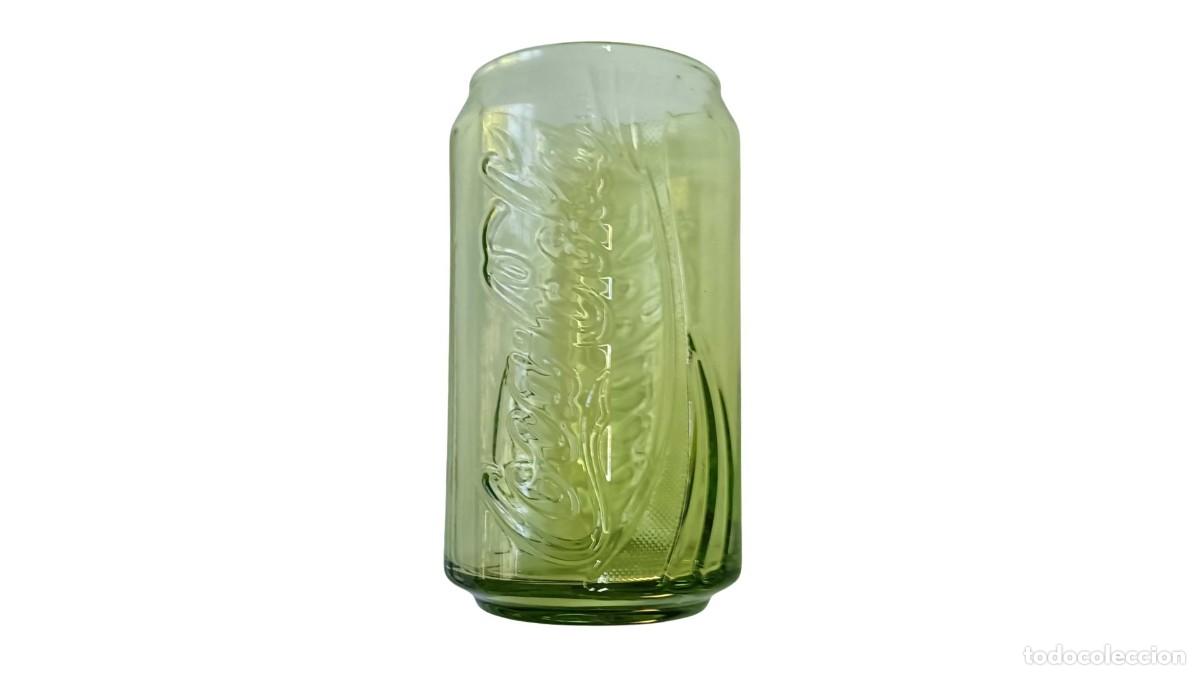 Sammeln andere Flaschen und Getr&auml;nke: VASO COCA-COLA FORMA DE LATA - VIDRIO VERDE - LOGO EN RELIEVE - EDICI&Oacute;N 2011
